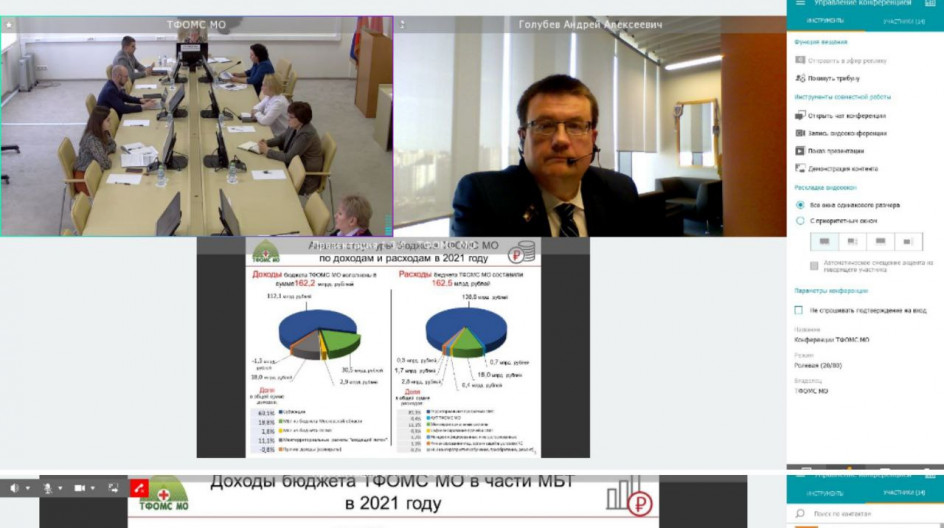 На правах председательствующего  Андрей Голубев провёл очередное заседание Правления Территориального фонда ОМС по Московской области и Координационного Совета по защите прав застрахованных граждан.